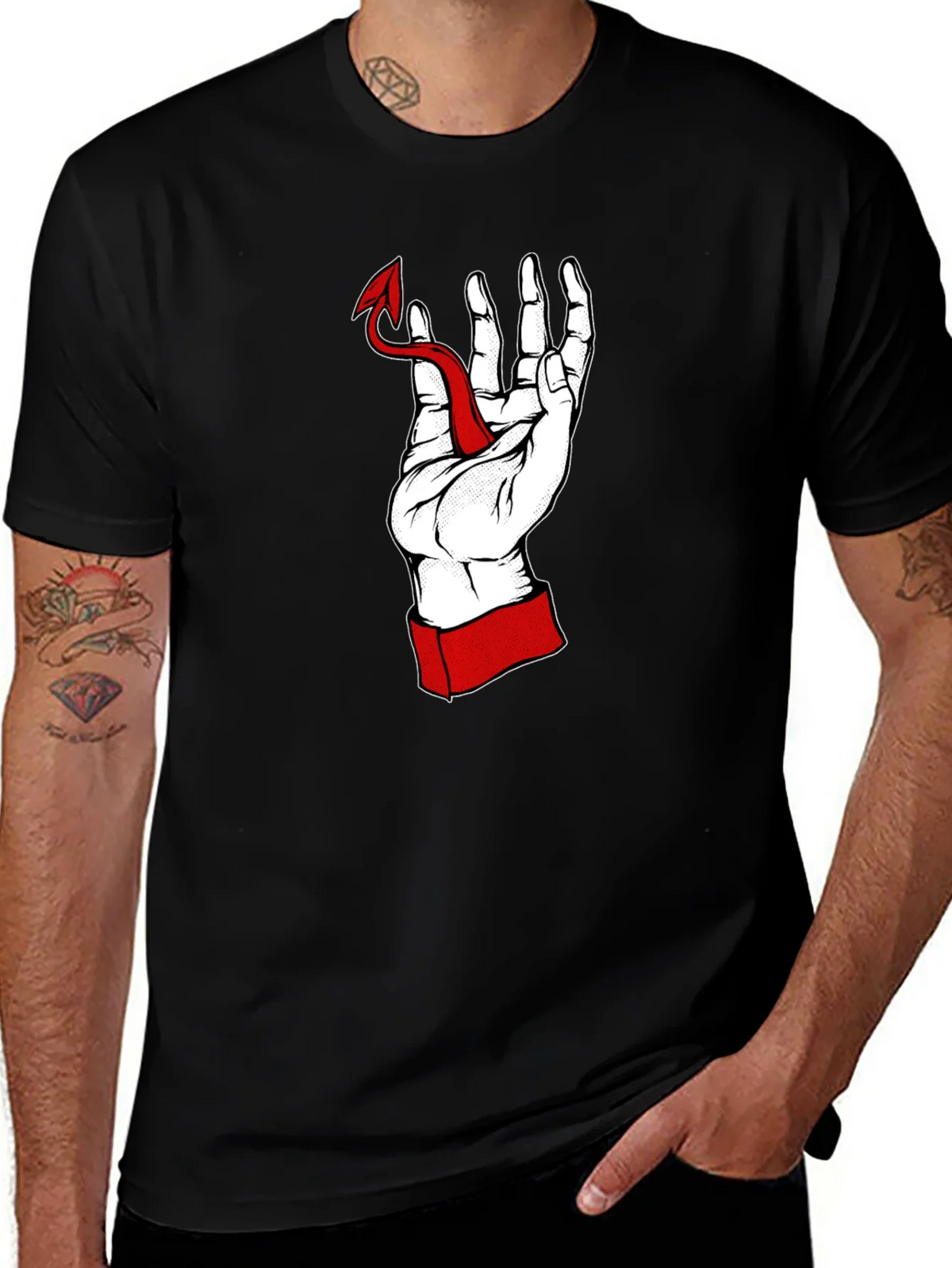 Hand Holding Devil Tail Graphic Tee product image 1