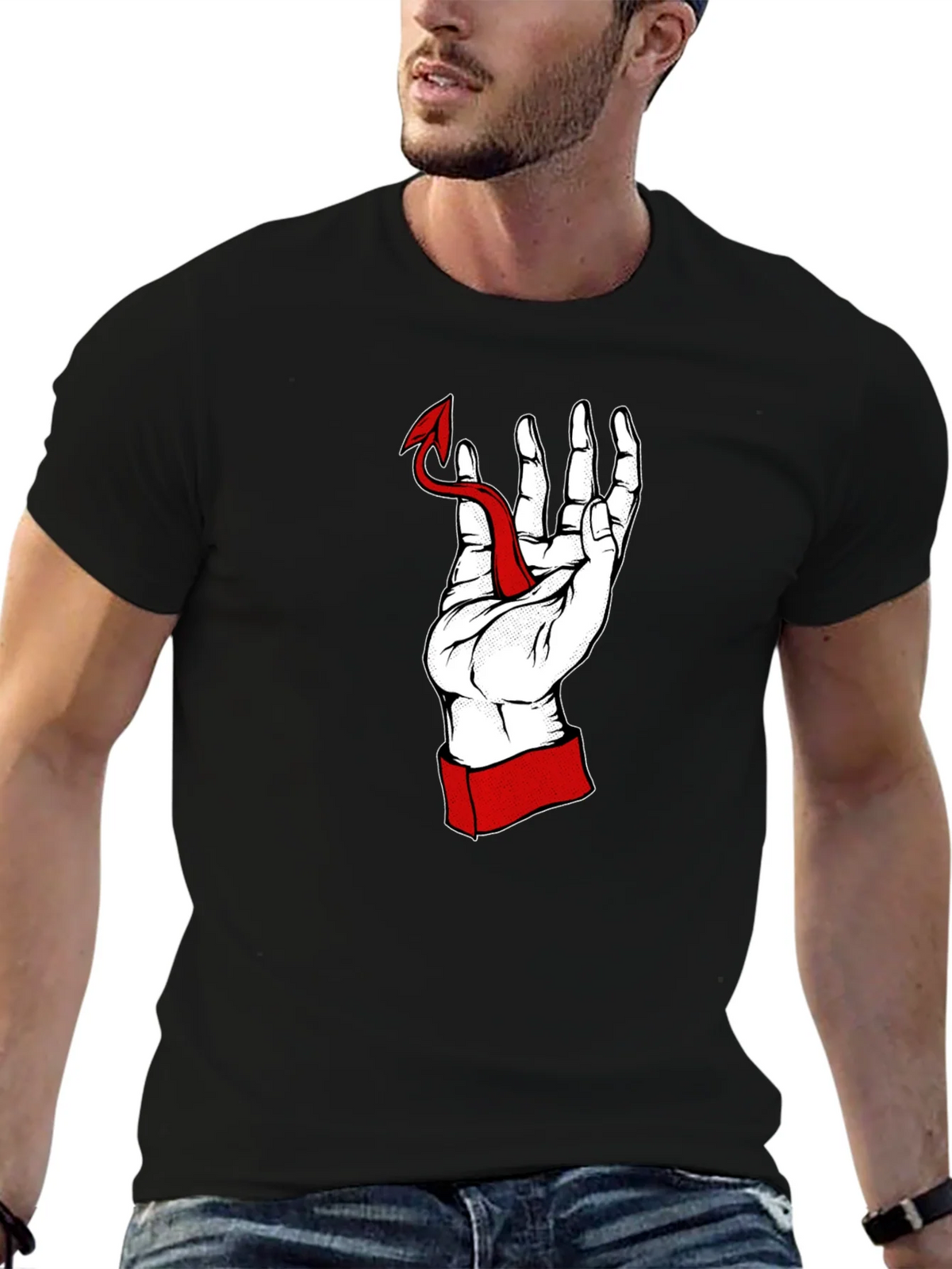 Hand Holding Devil Tail Graphic Tee product image 6