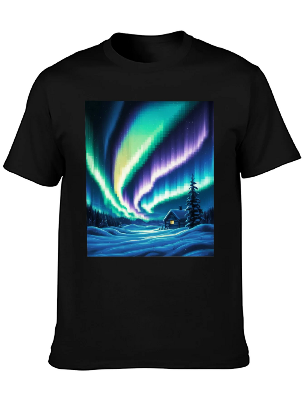 Aurora Cabin T-Shirt: Winter Night Scene product image 3