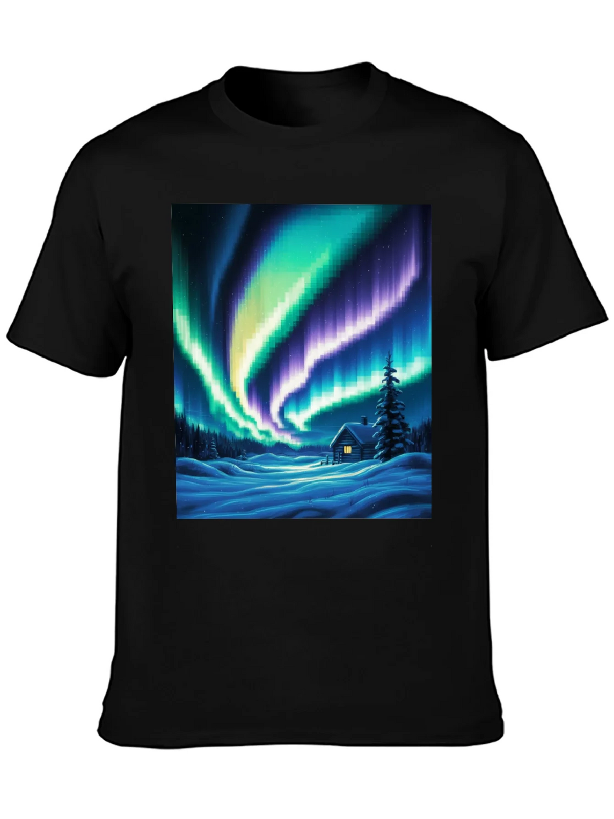 Aurora Cabin T-Shirt: Winter Night Scene product image 3