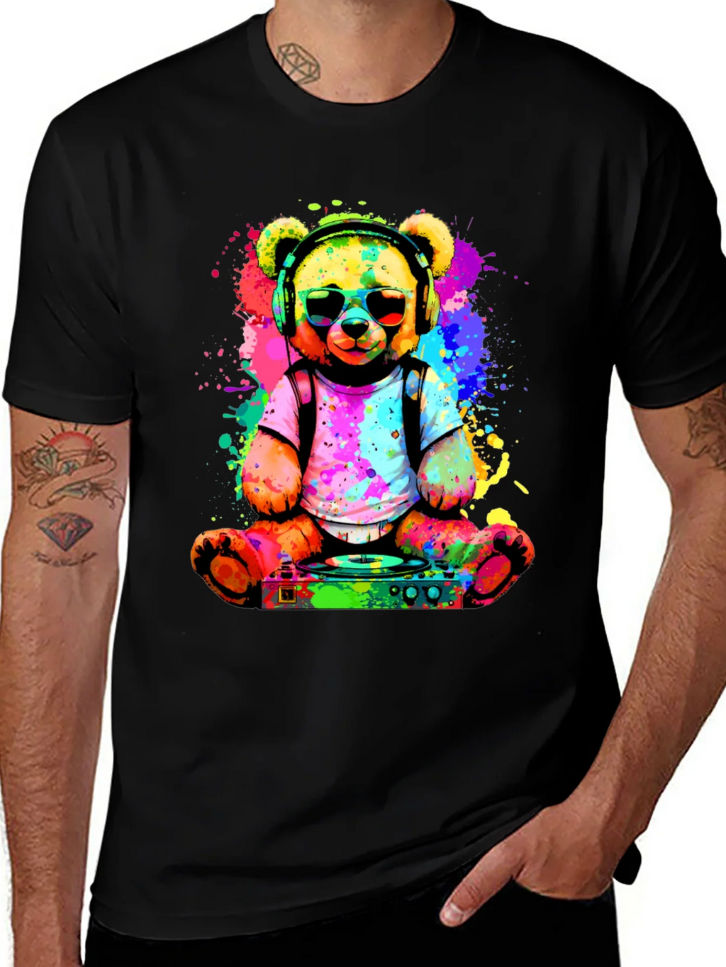 DJ Teddy Bear T-Shirt - Colorful Music Lover Tee product image 1
