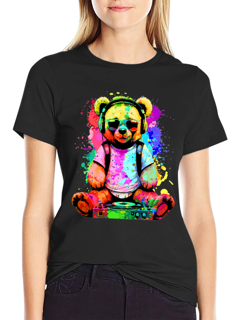 DJ Teddy Bear T-Shirt - Colorful Music Lover Tee product image 2