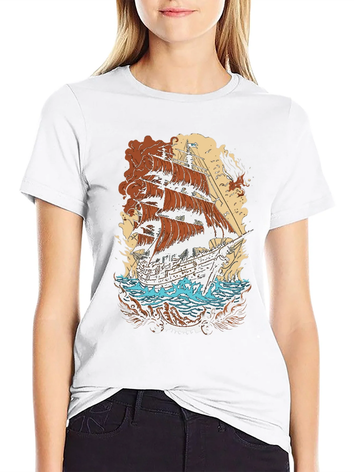 Vintage Ship Graphic T-Shirt product image 3