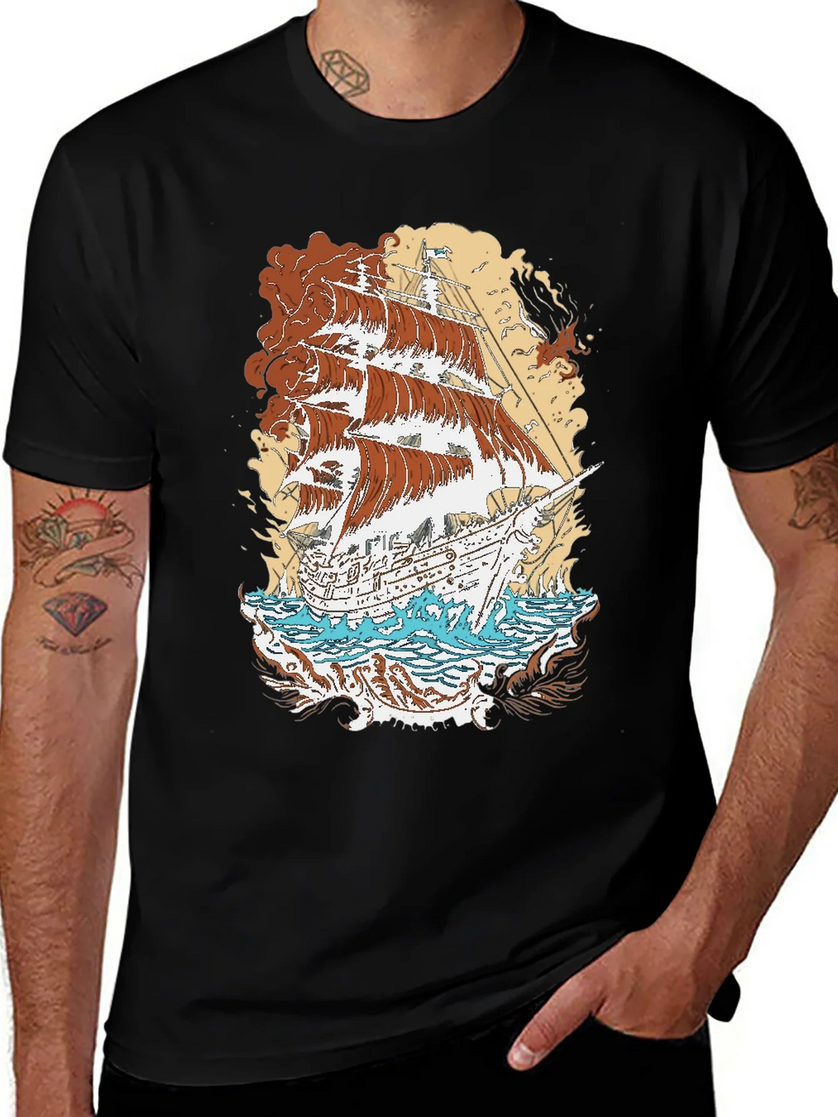 Vintage Ship Graphic T-Shirt product image 1