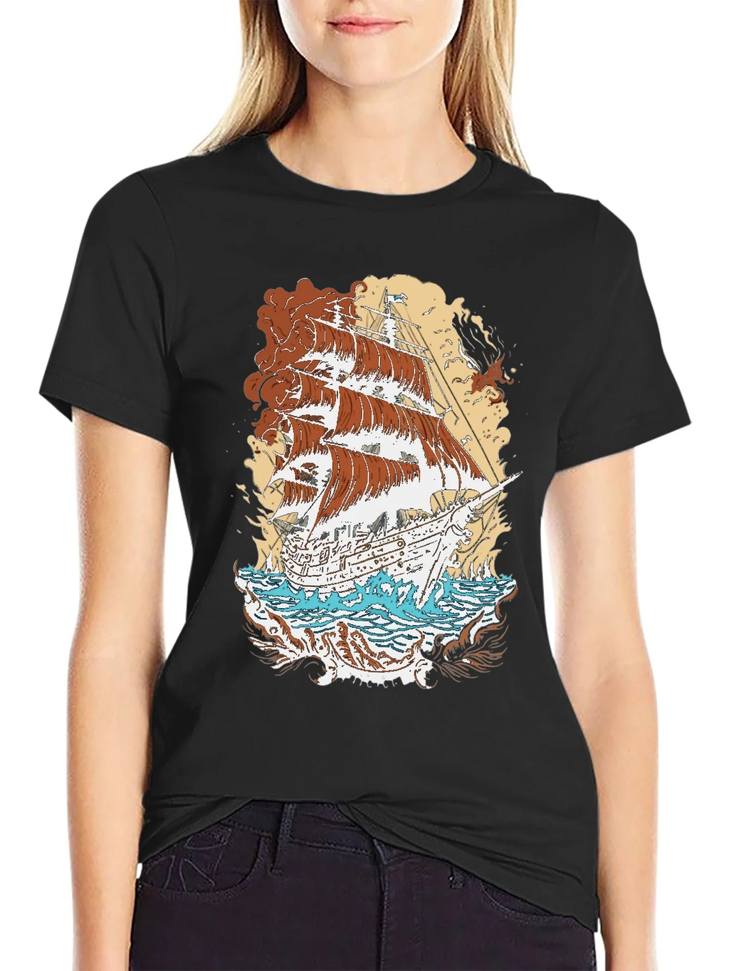 Vintage Ship Graphic T-Shirt product image 2