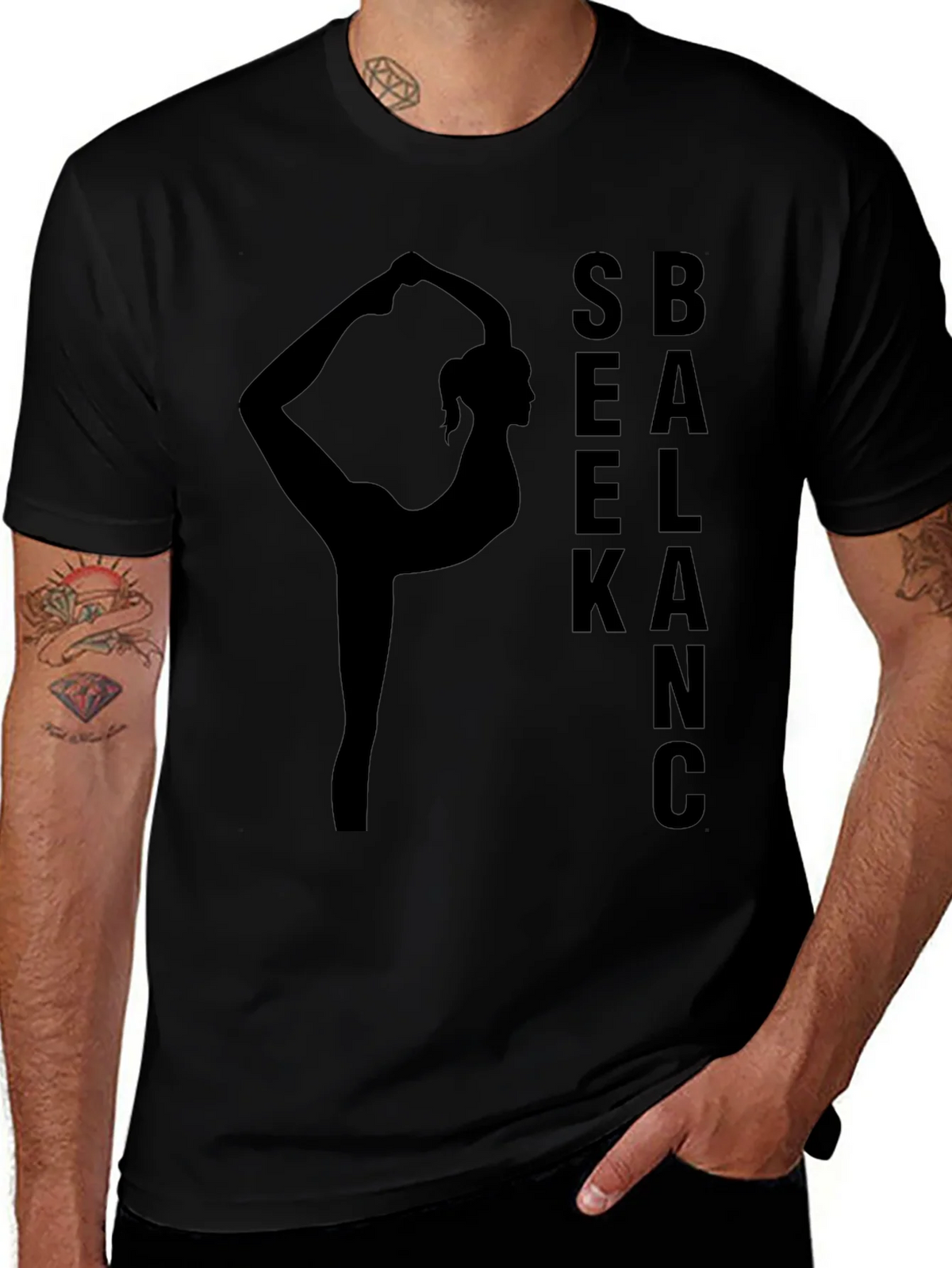 Yoga Balance Black T-Shirt product image 1
