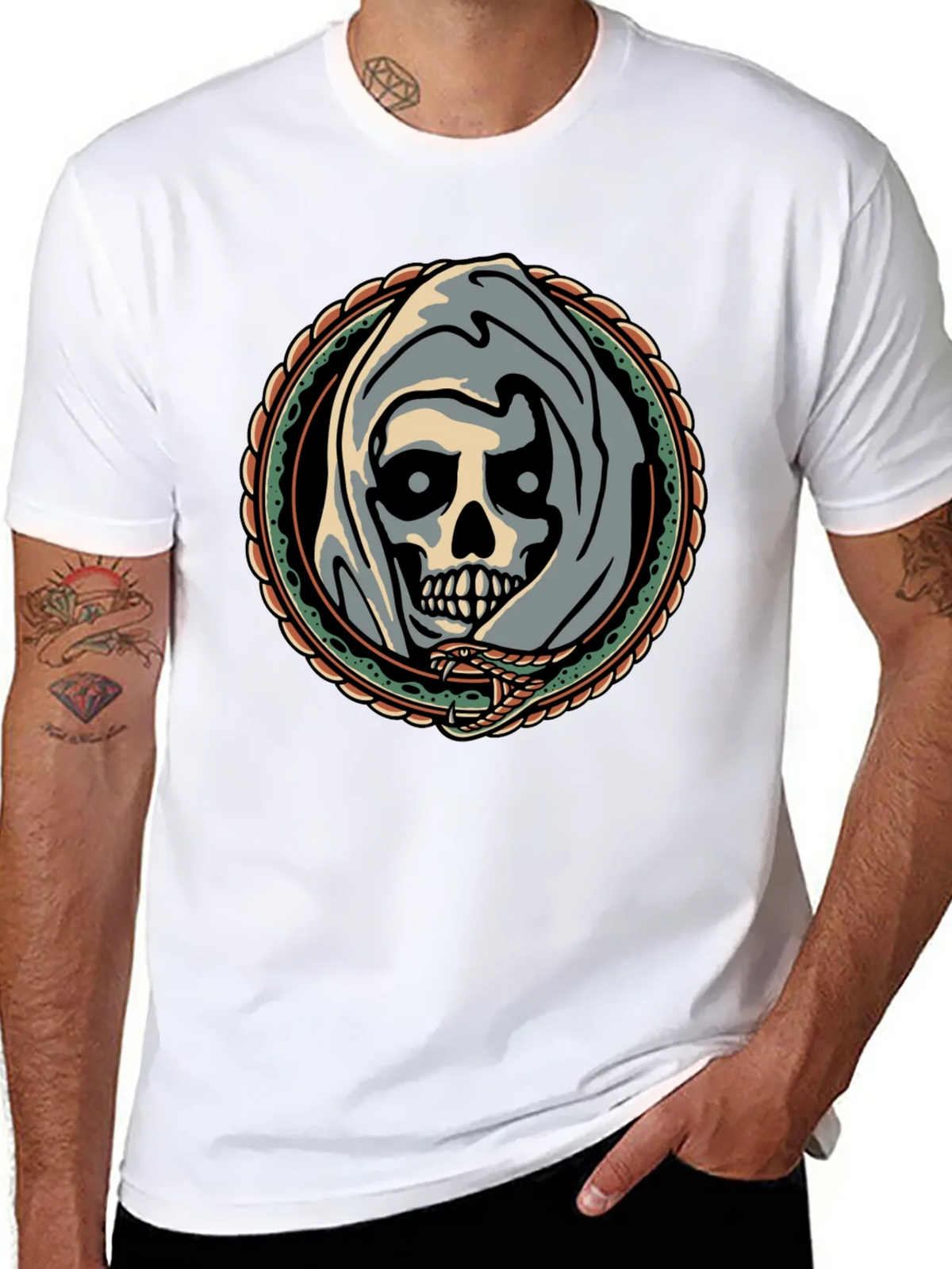 Grim Reaper Snake Circle Graphic Tee product image 7