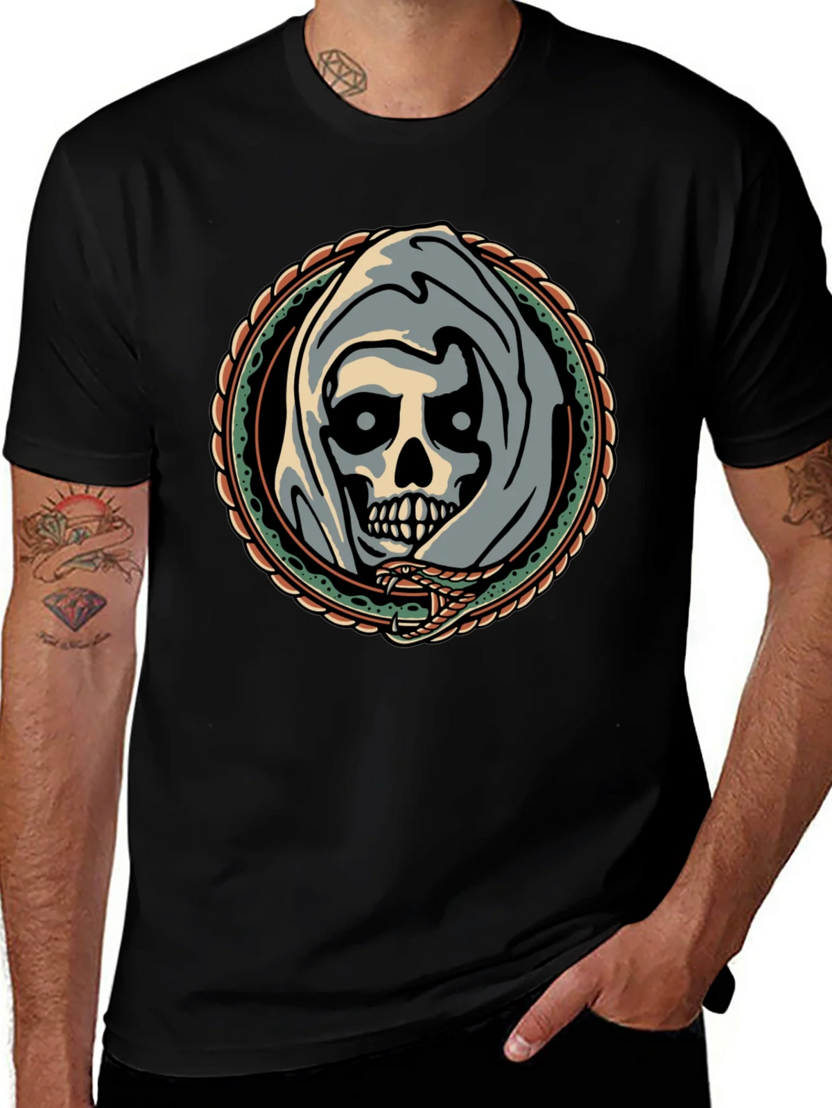 Grim Reaper Snake Circle Graphic Tee product image 1
