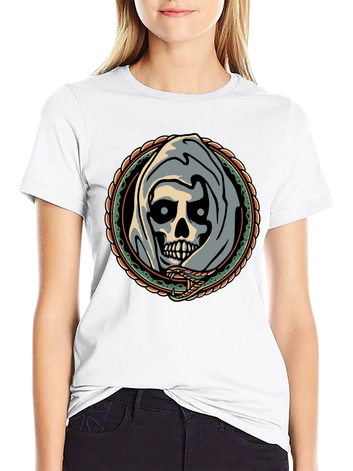 Grim Reaper Snake Circle Graphic Tee product image 8