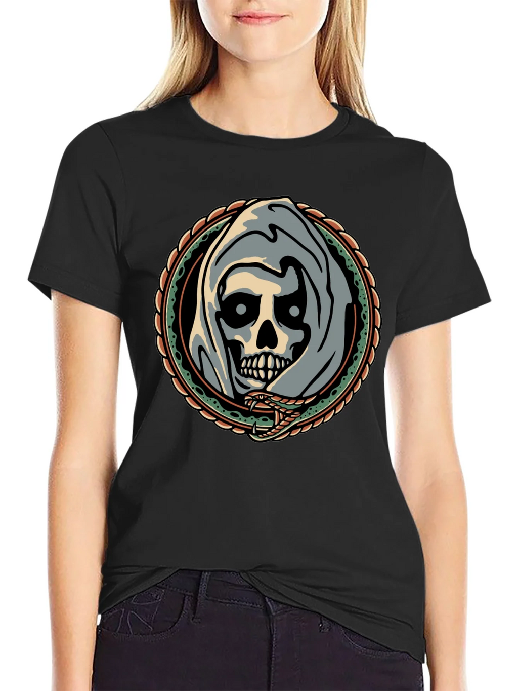 Grim Reaper Snake Circle Graphic Tee product image 2