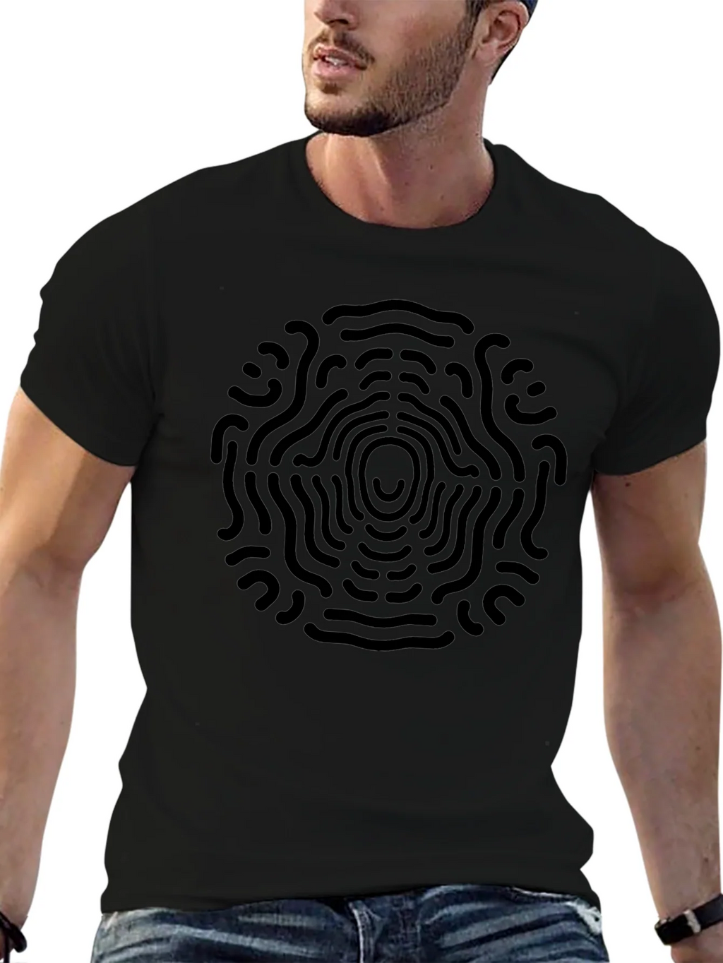 Abstract Circular Design Black T-Shirt product image 4