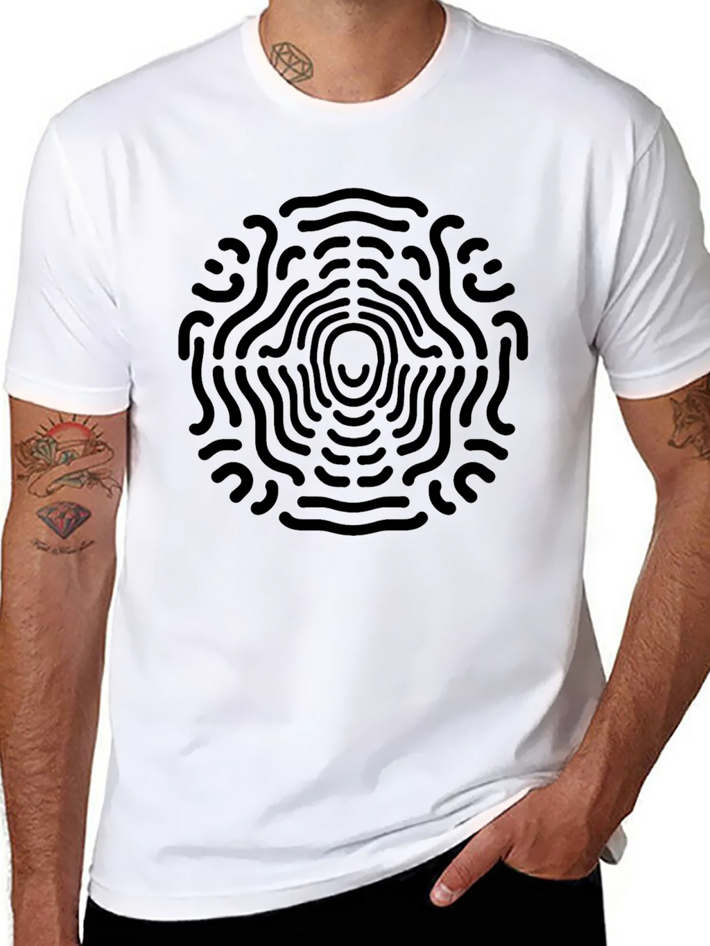 Abstract Circular Design Black T-Shirt product image 5