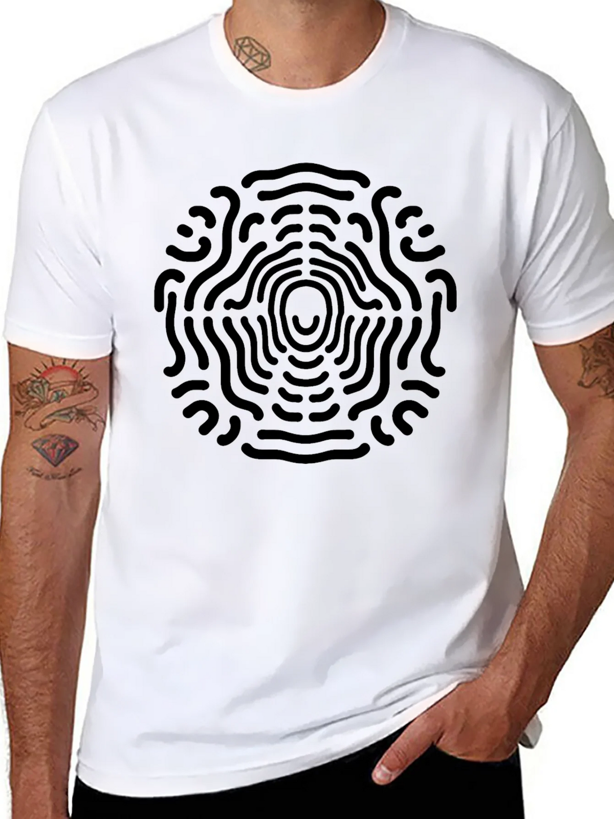 Abstract Circular Design Black T-Shirt product image 5