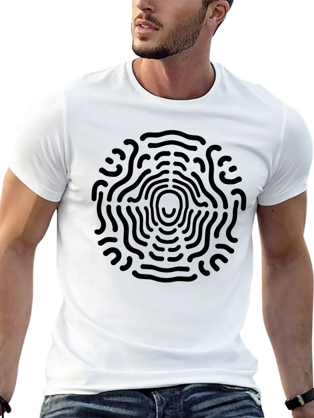 Abstract Circular Design Black T-Shirt product image 8