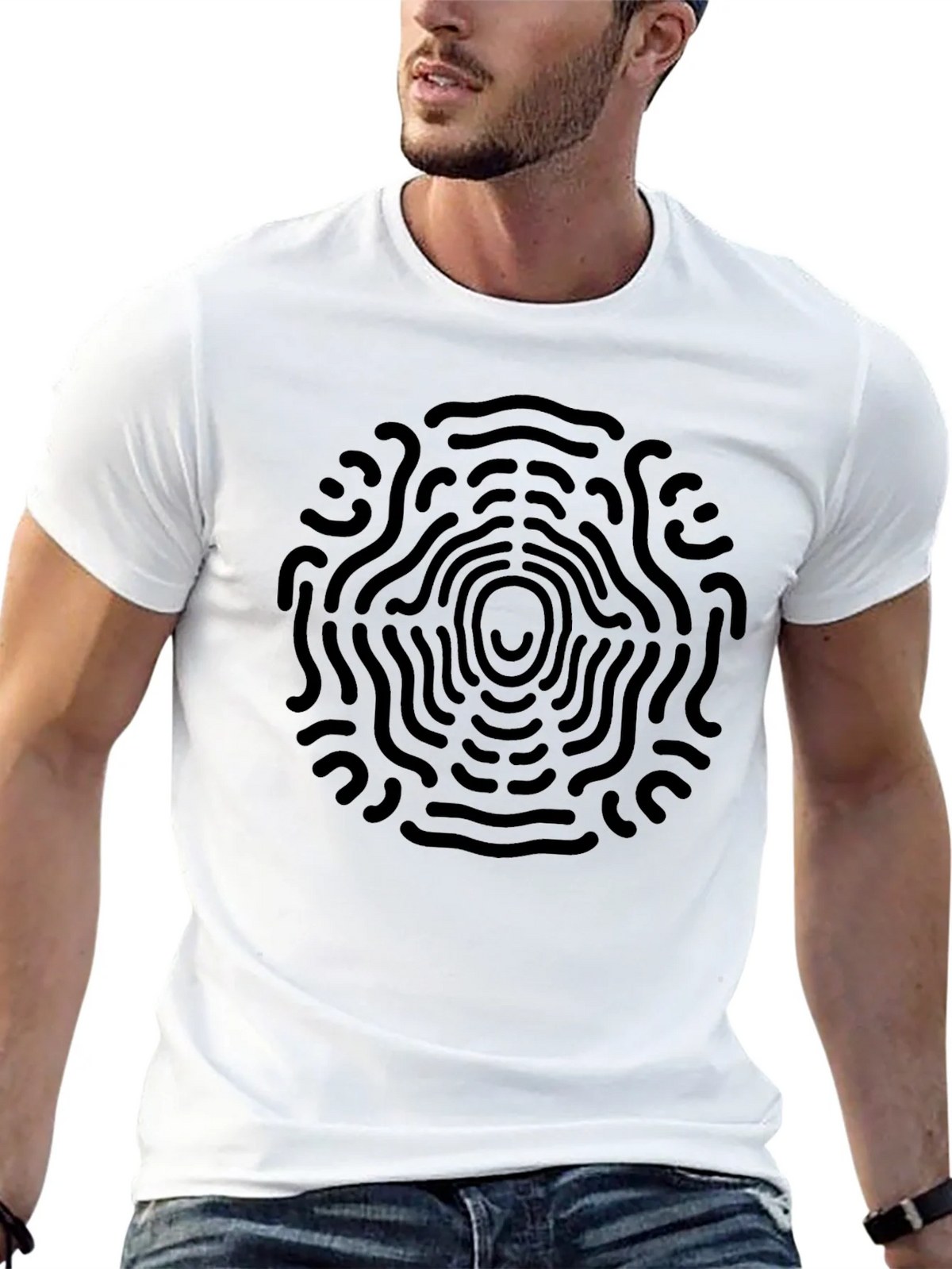 Abstract Circular Design Black T-Shirt product image 8