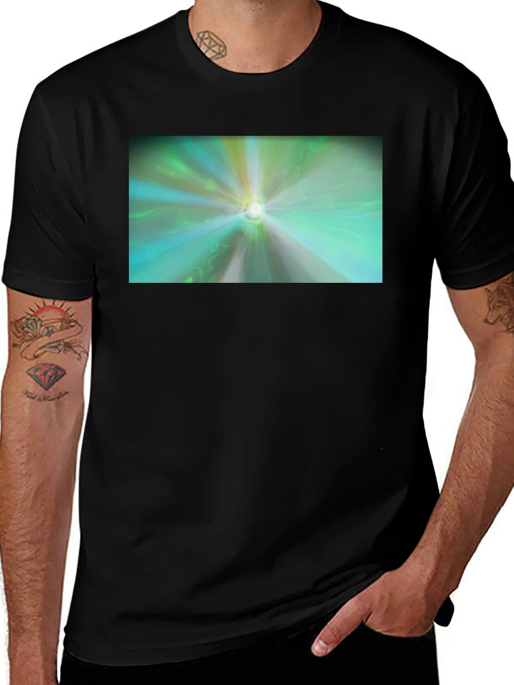 Abstract Light Burst T-Shirt - Black Cotton Blend product image 1