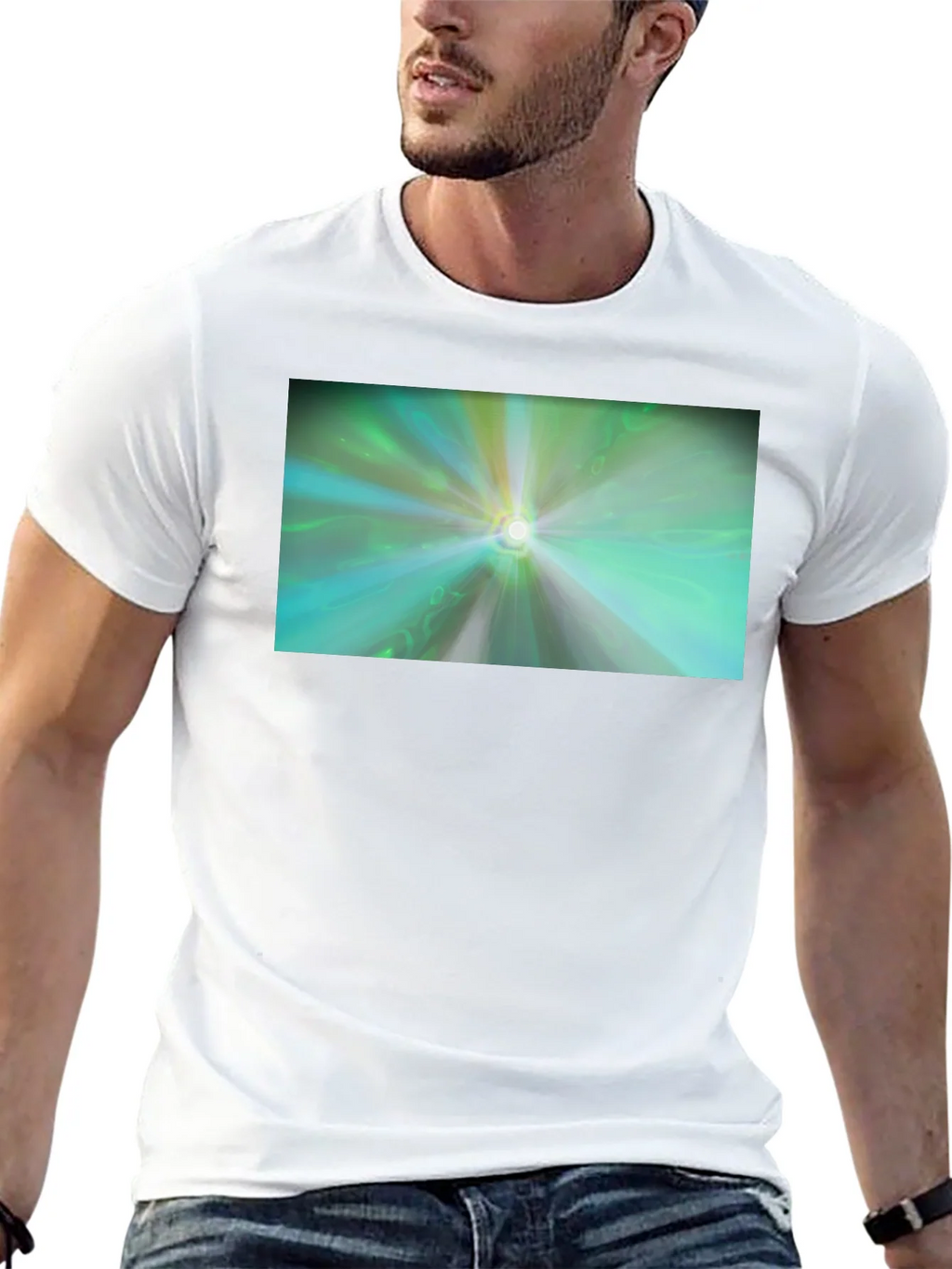 Abstract Light Burst T-Shirt - Black Cotton Blend product image 12