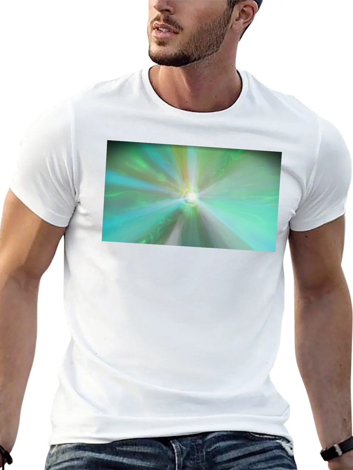 Abstract Light Burst T-Shirt - Black Cotton Blend product image 12