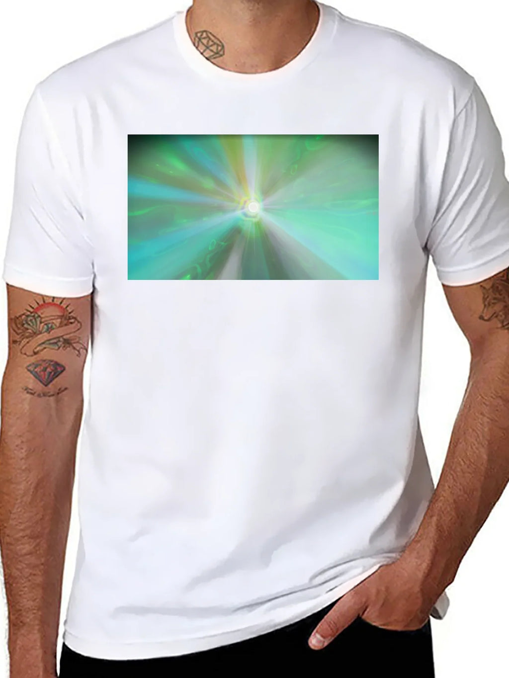 Abstract Light Burst T-Shirt - Black Cotton Blend product image 7
