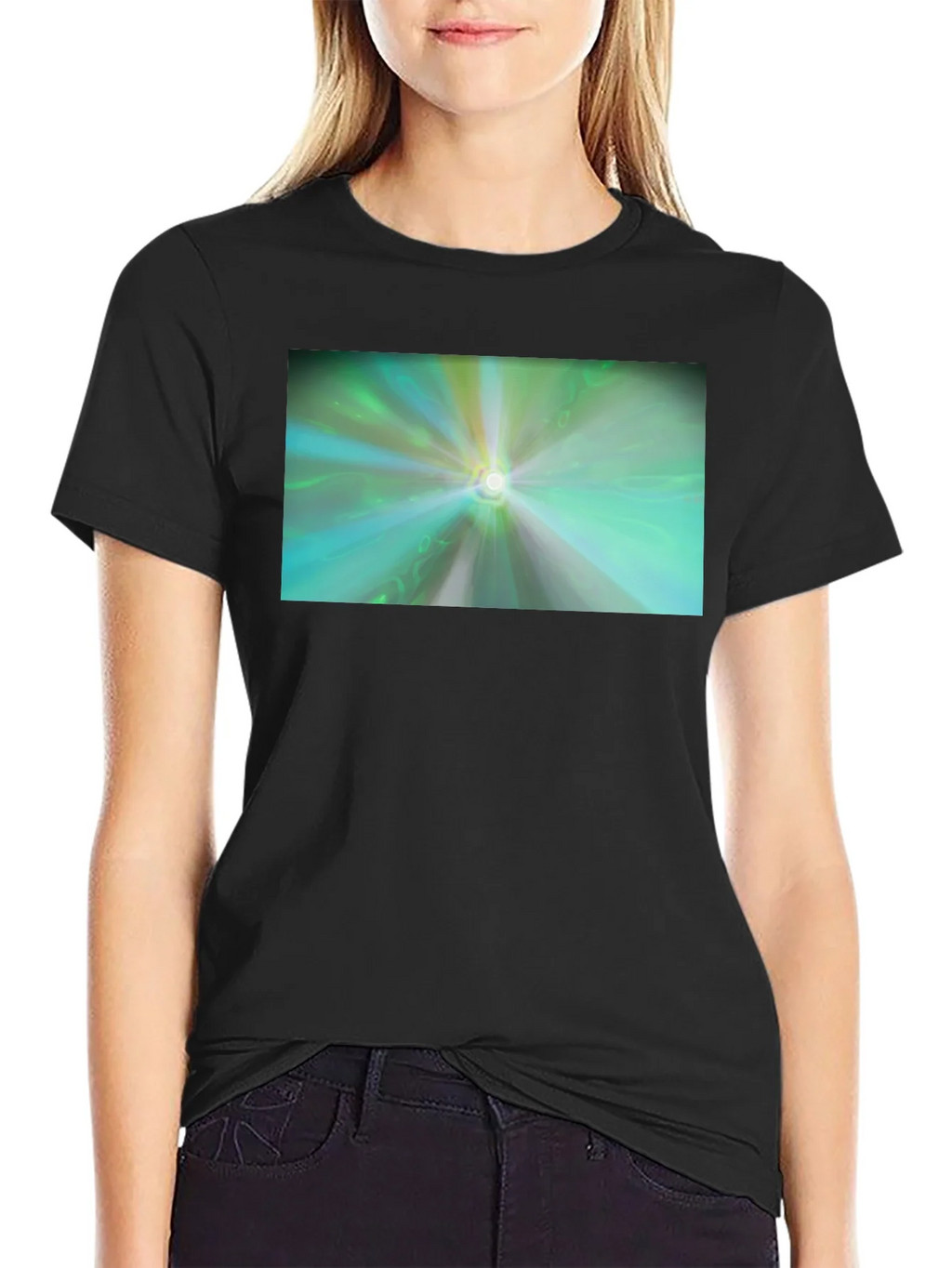 Abstract Light Burst T-Shirt - Black Cotton Blend product image 2