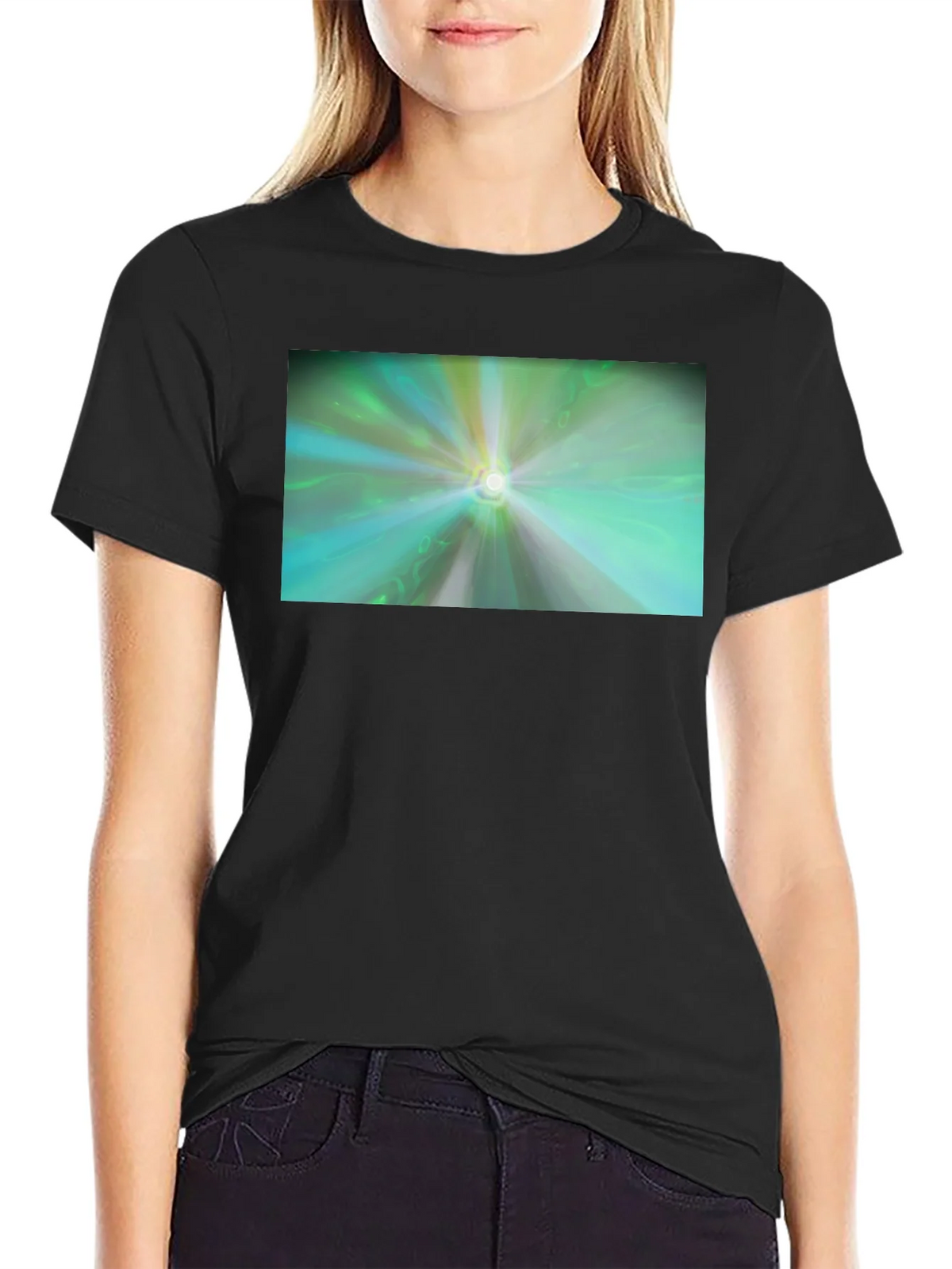 Abstract Light Burst T-Shirt - Black Cotton Blend product image 2