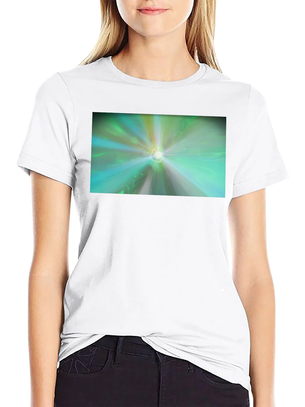 Abstract Light Burst T-Shirt - Black Cotton Blend product image 8