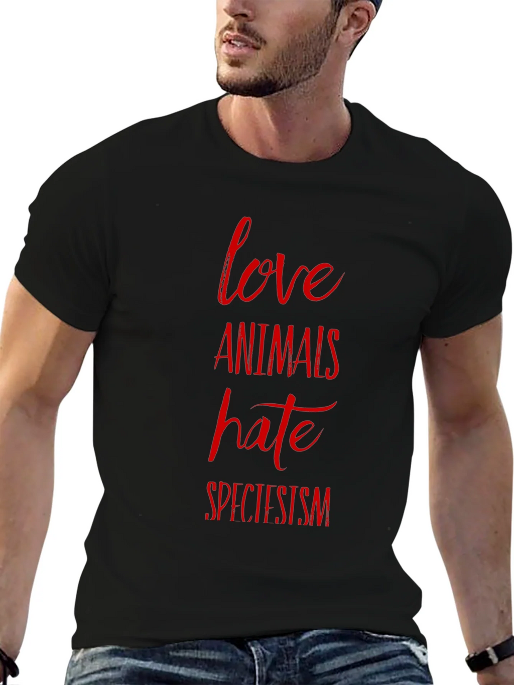Love Animals Hate Speciesism Graphic Tee product image 6