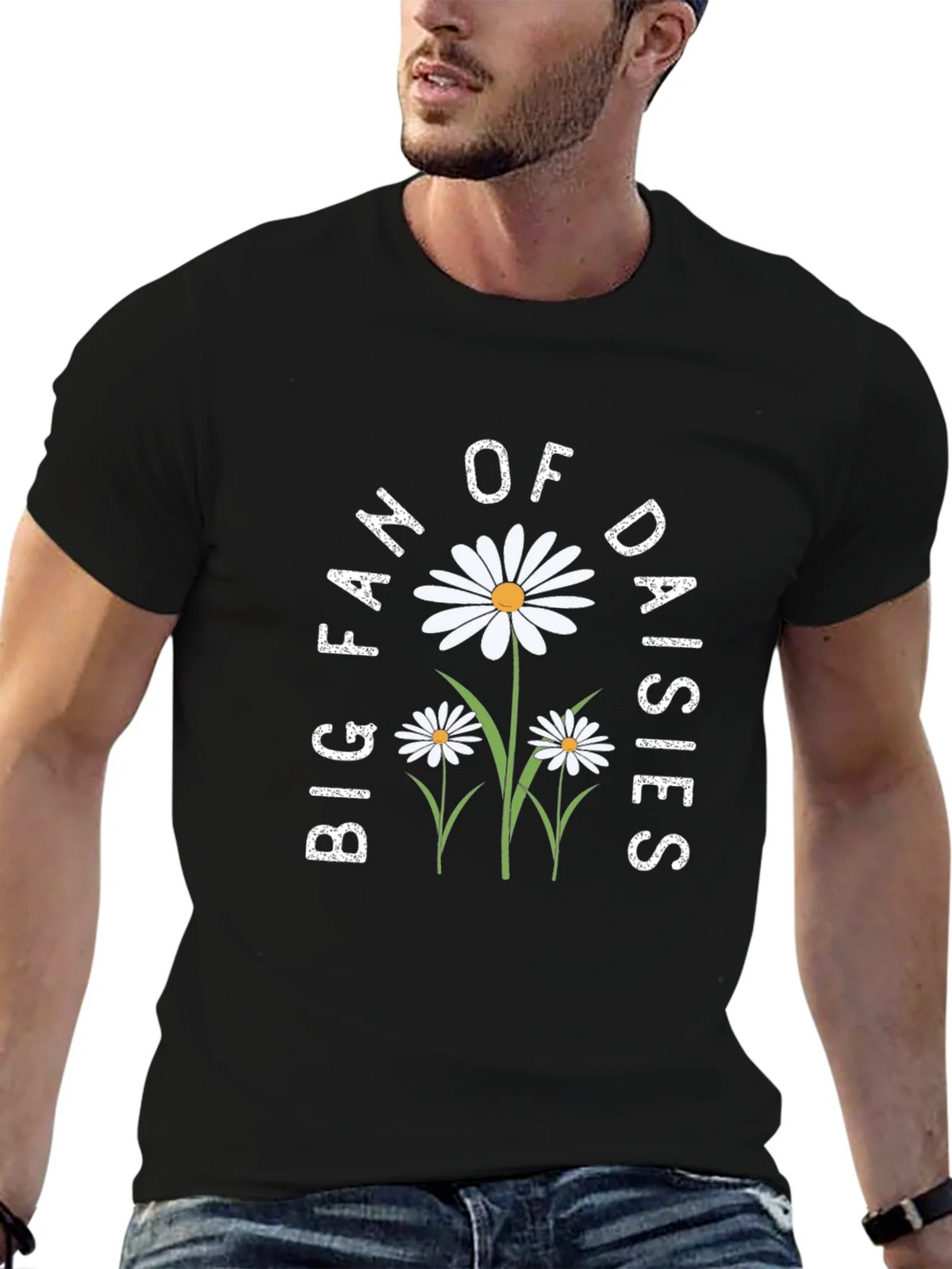 Big Fan of Daisies Black T-Shirt product image 5