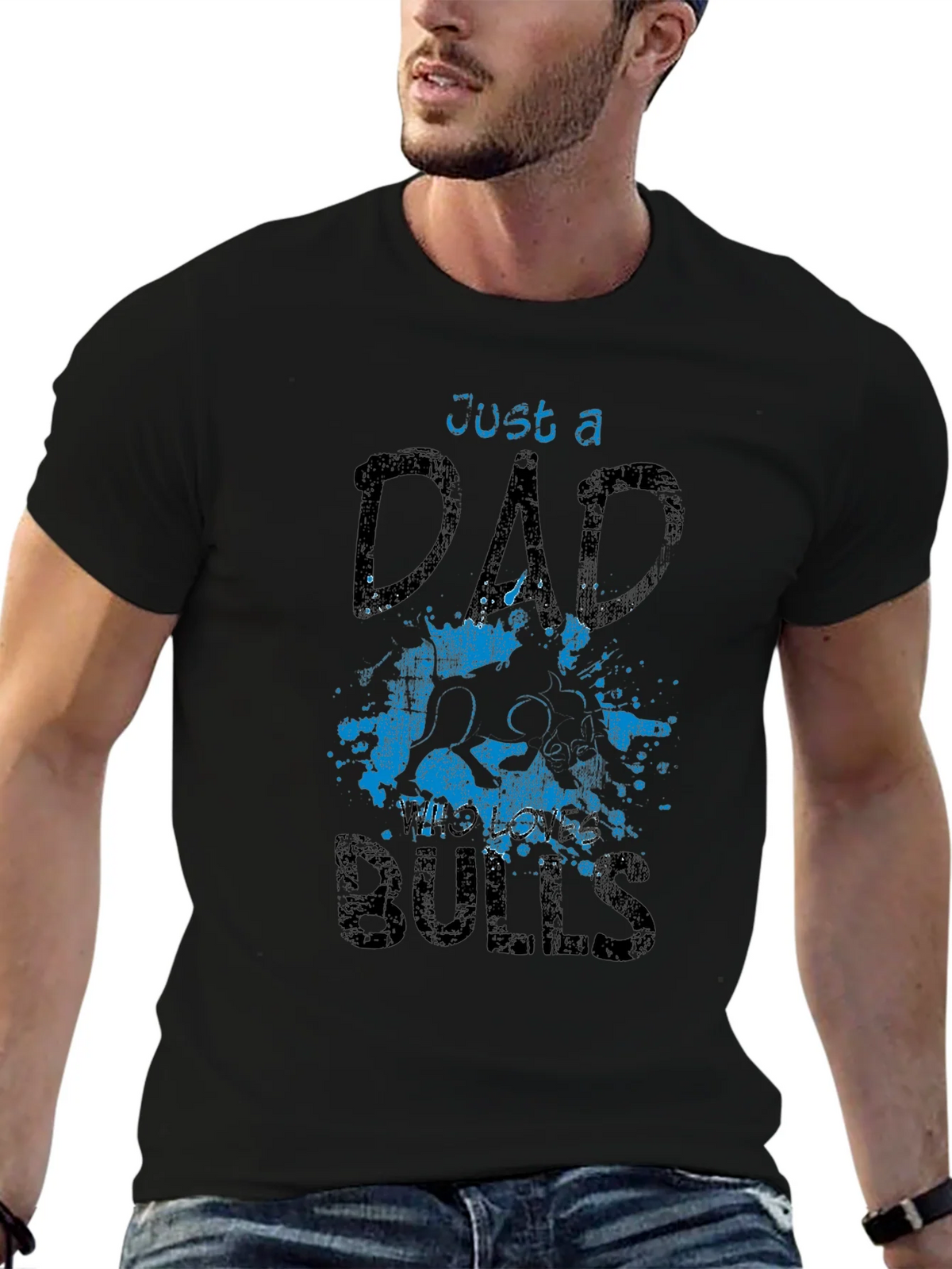 Just a Dad Who Loves Bulls T-Shirt product image 6