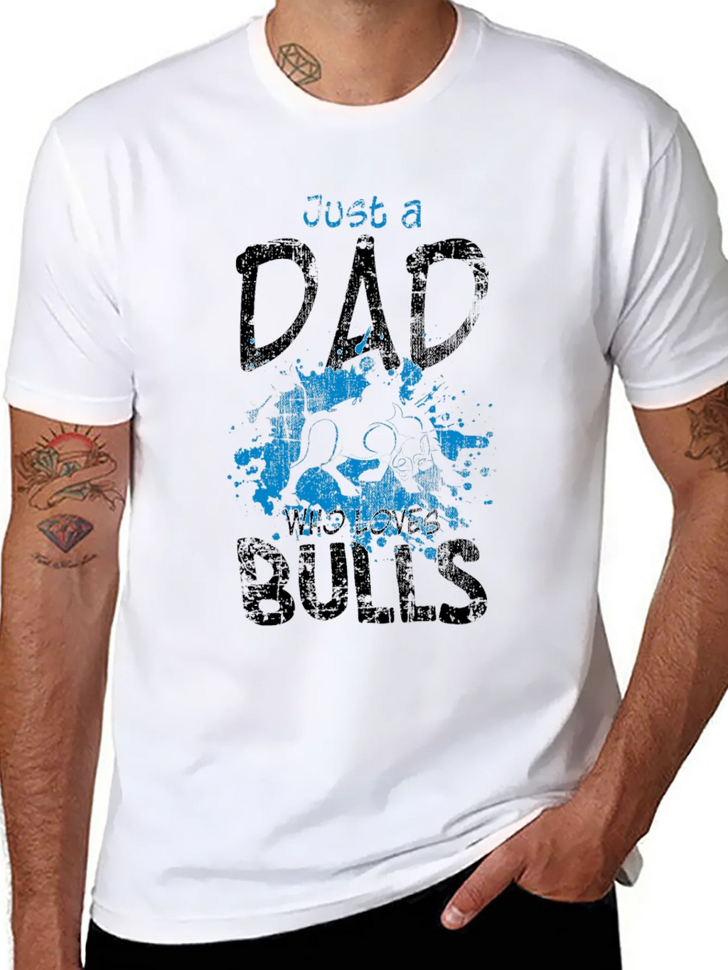 Just a Dad Who Loves Bulls T-Shirt product image 7