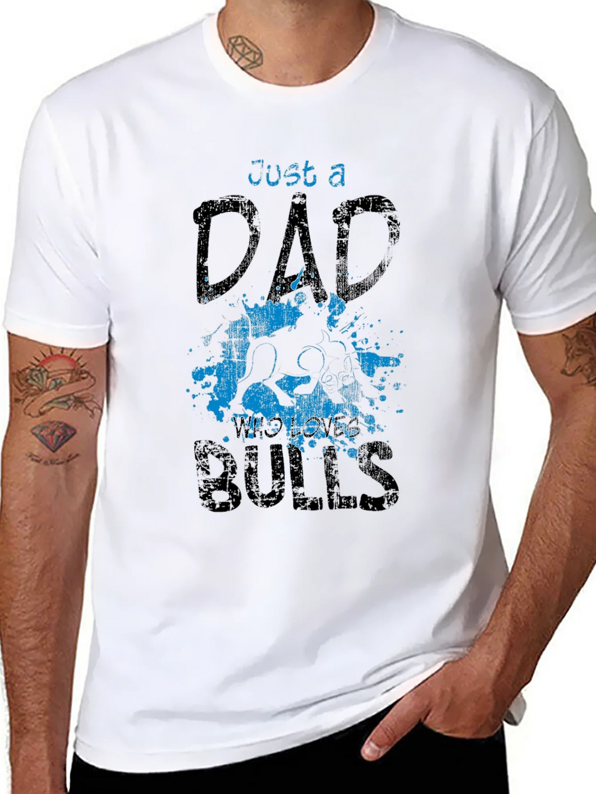 Just a Dad Who Loves Bulls T-Shirt product image 7