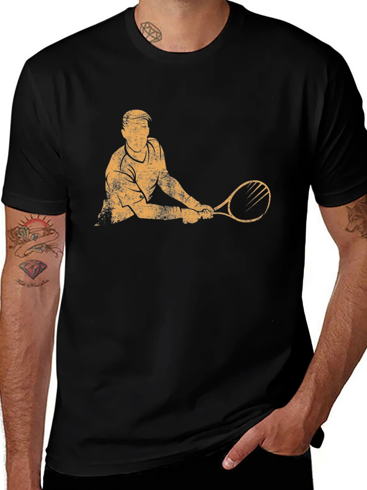 Tennis Player Graphic T-Shirt - Black product image 1