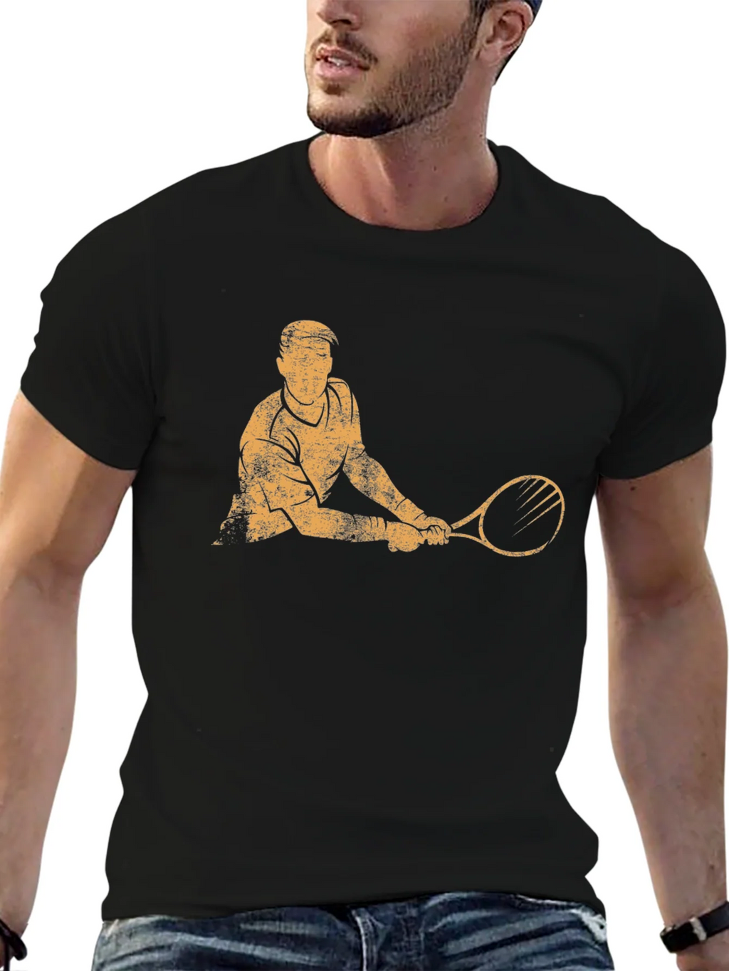 Tennis Player Graphic T-Shirt - Black product image 6