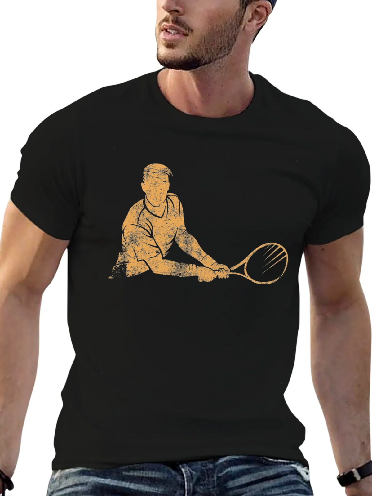 Tennis Player Graphic T-Shirt - Black product image 6