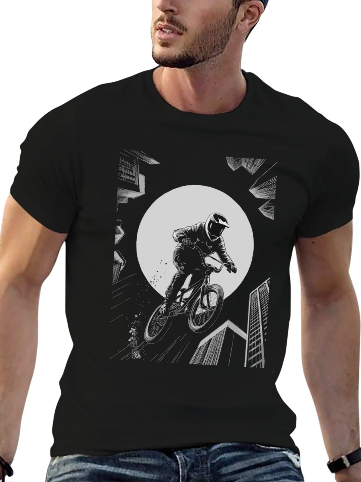 BMX Rider Graphic Tee - Black Cotton product image 6