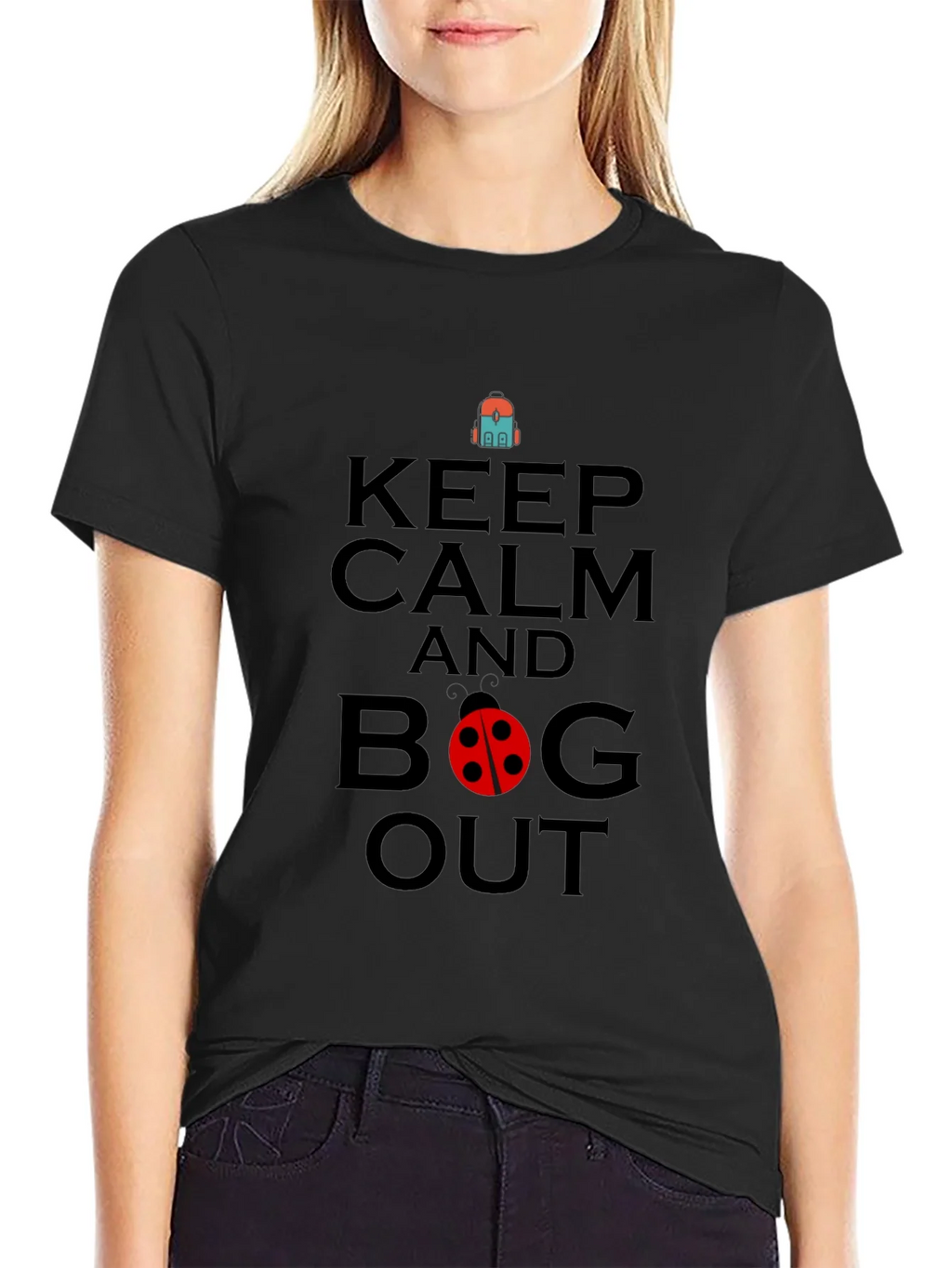 Keep Calm and Bug Out Black Graphic T-Shirt product image 1