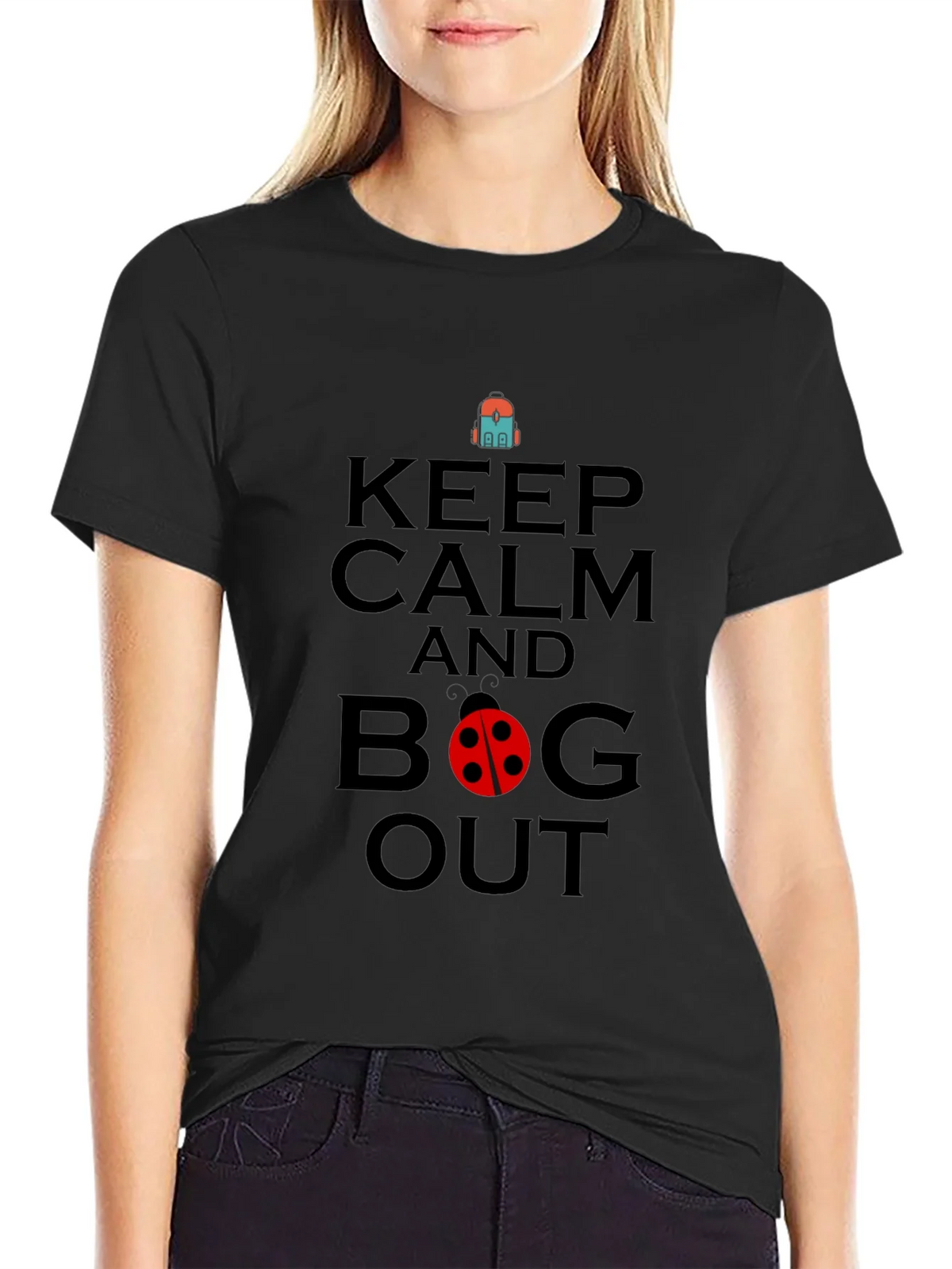 Keep Calm and Bug Out Black Graphic T-Shirt