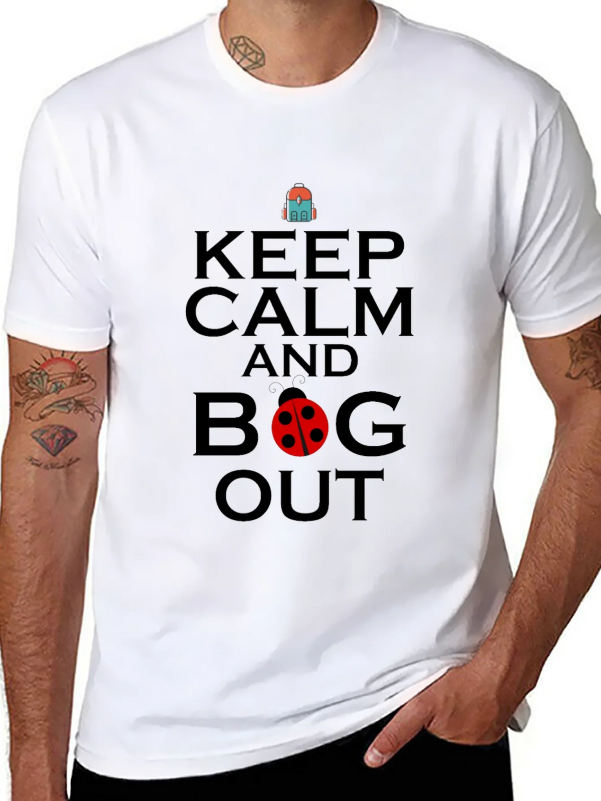 Keep Calm and Bug Out Black Graphic T-Shirt product image 4