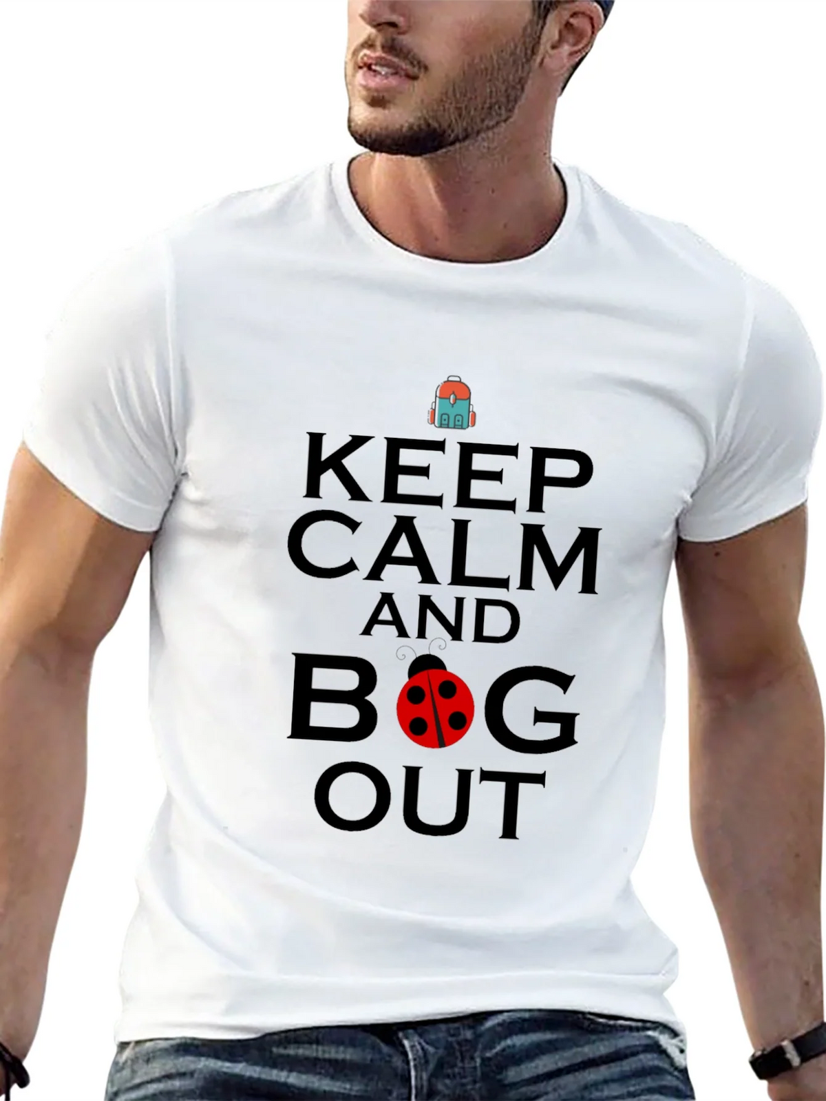 Keep Calm and Bug Out Black Graphic T-Shirt product image 8