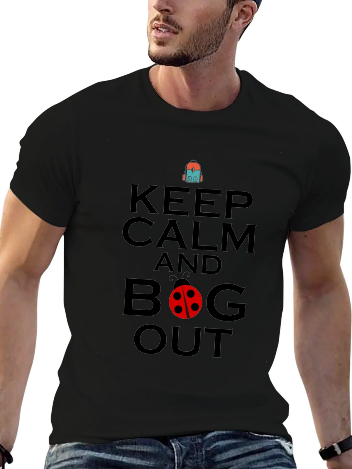 Keep Calm and Bug Out Black Graphic T-Shirt product image 3