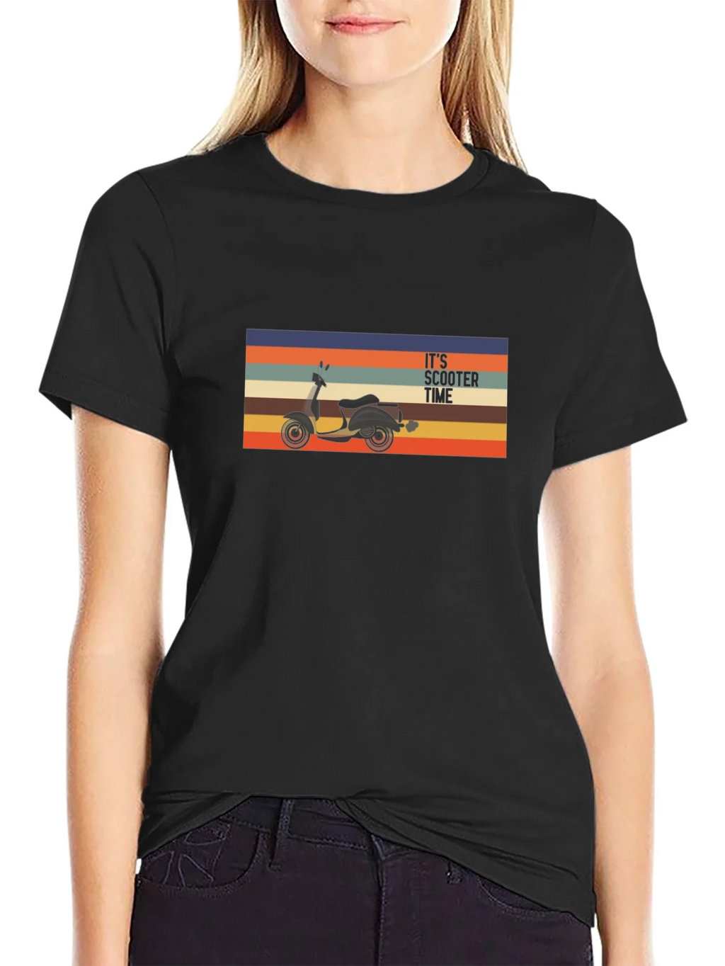Its Scooter Time Retro Graphic Tee - Black product image 2
