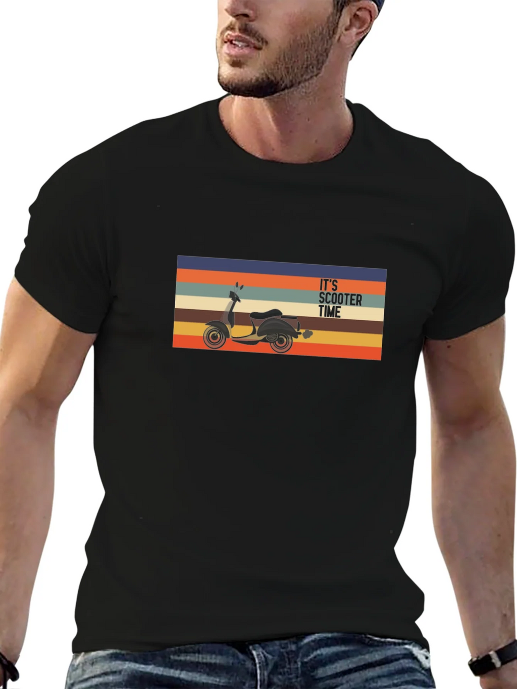 Its Scooter Time Retro Graphic Tee - Black product image 6