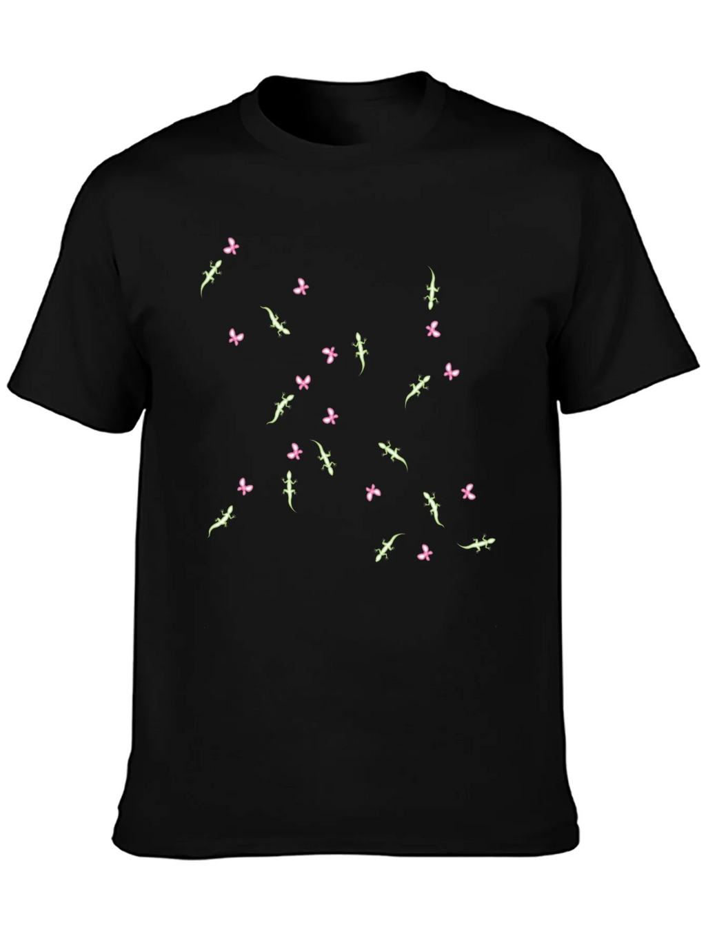 Lizard & Flower Print Black T-Shirt product image 3