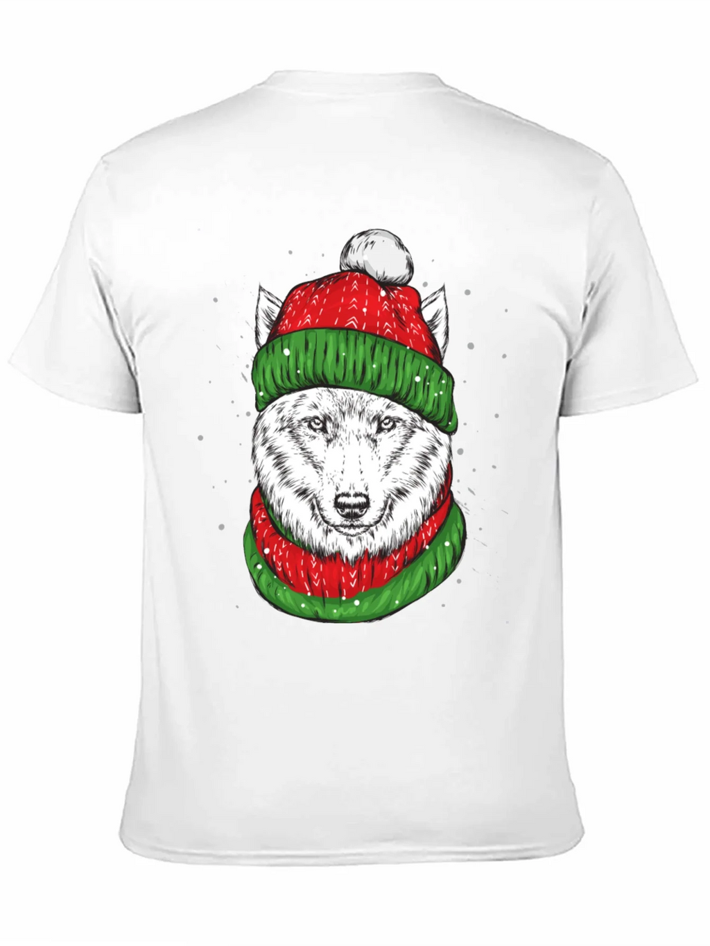 Festive Wolf Graphic Tee - Holiday Apparel