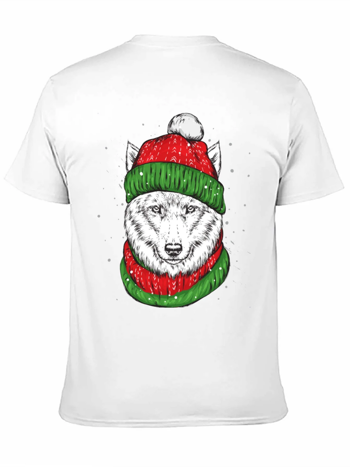 Festive Wolf Graphic Tee - Holiday Apparel