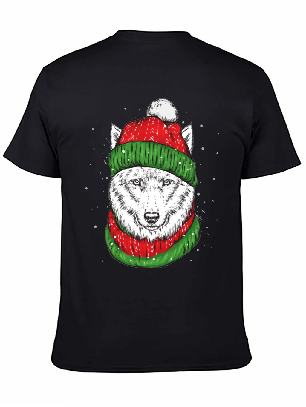 Festive Wolf Graphic Tee - Holiday Apparel