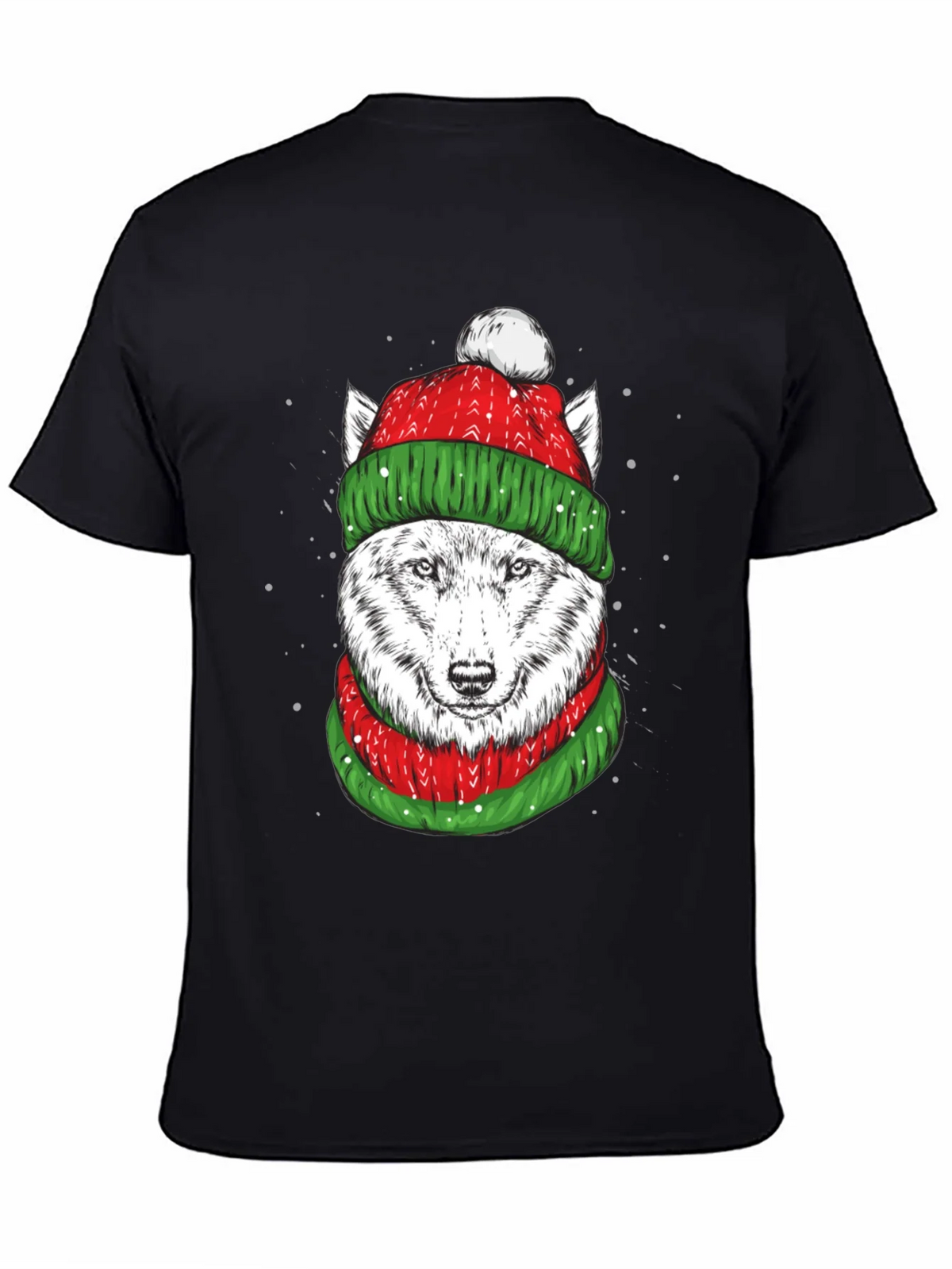 Festive Wolf Graphic Tee - Holiday Apparel