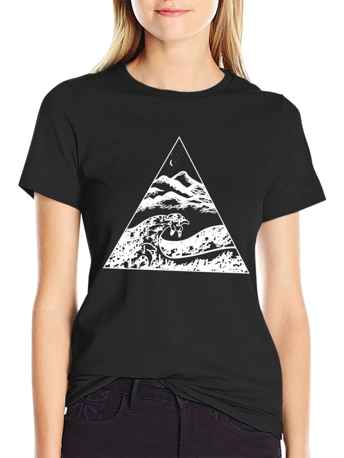 Triangle Wave Graphic Black T-Shirt product image 2