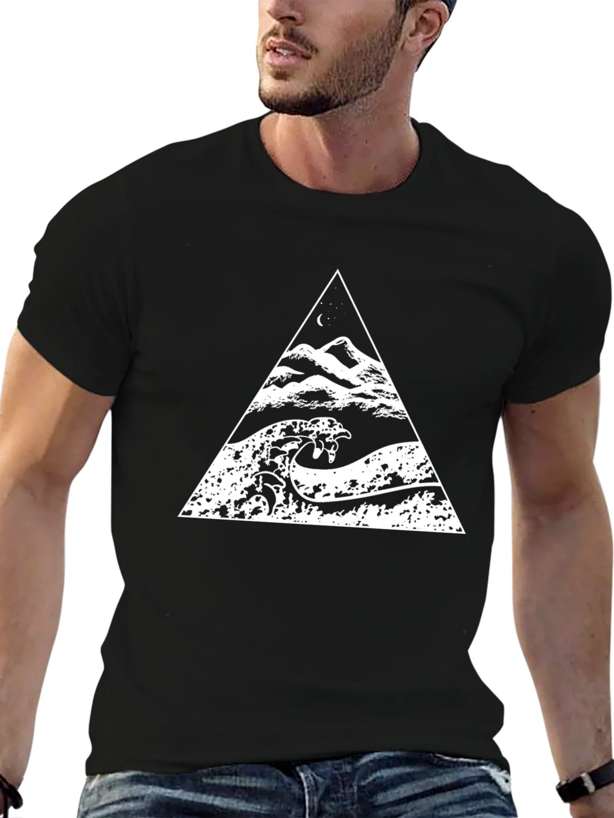 Triangle Wave Graphic Black T-Shirt product image 5