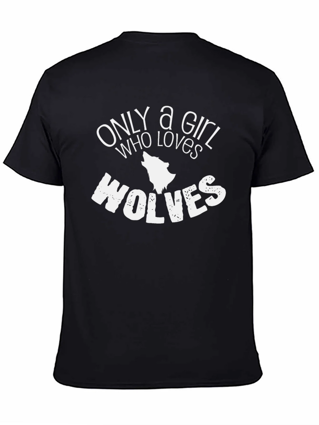 Only a Girl Who Loves Wolves T-Shirt - Black product image 3